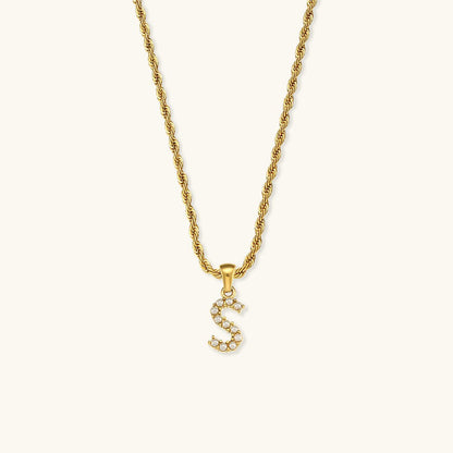 Pearl Necklace with Initial Letter Élodie