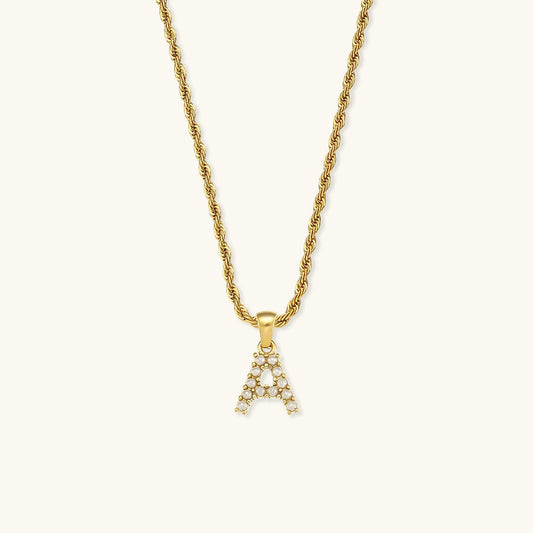 Pearl Necklace with Initial Letter Élodie