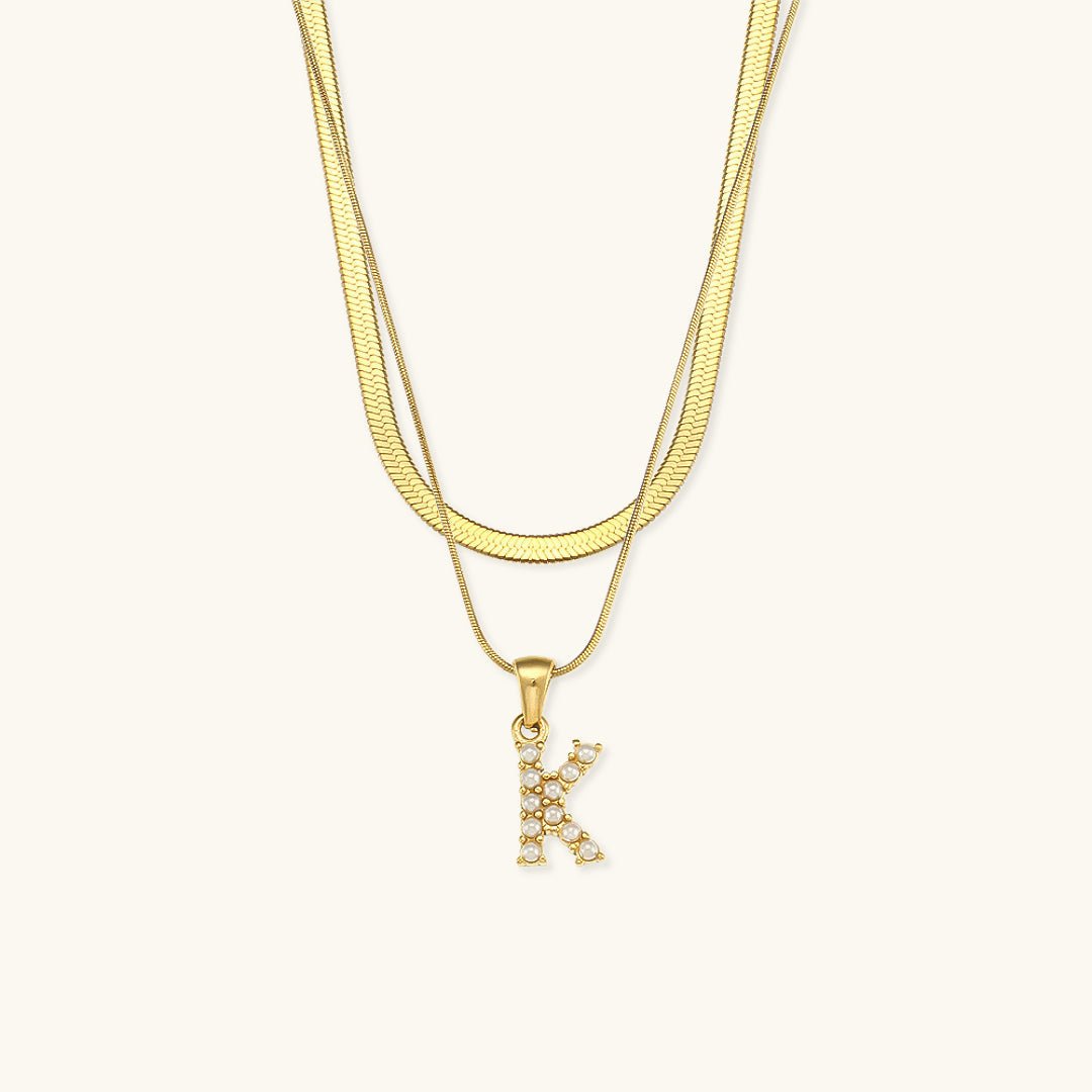Gold Necklace with Overlapping Initial Letter Fiona