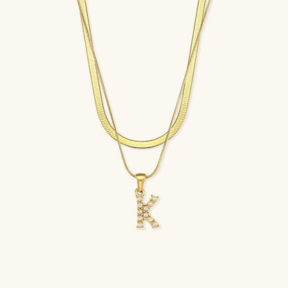 Gold Necklace with Overlapping Initial Letter Fiona