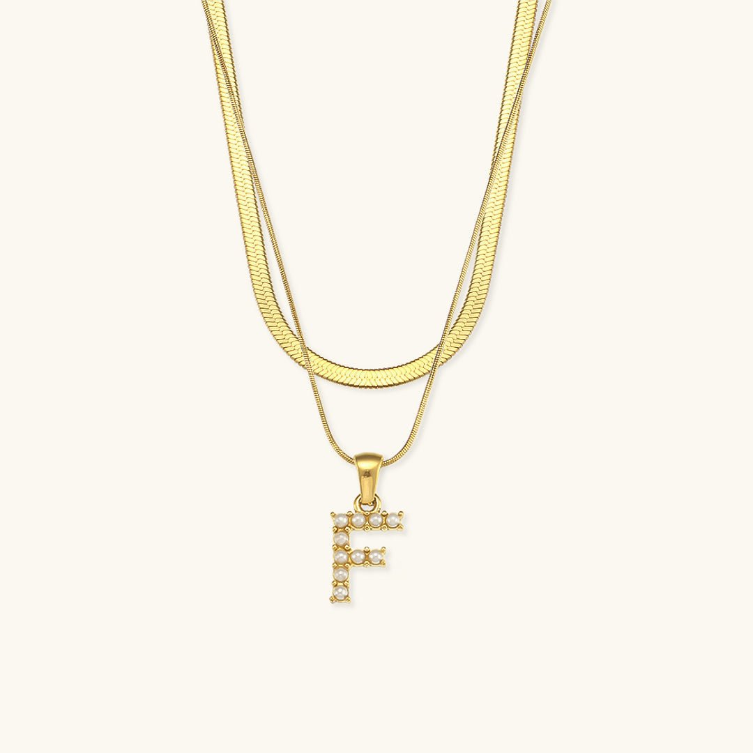 Gold Necklace with Overlapping Initial Letter Fiona