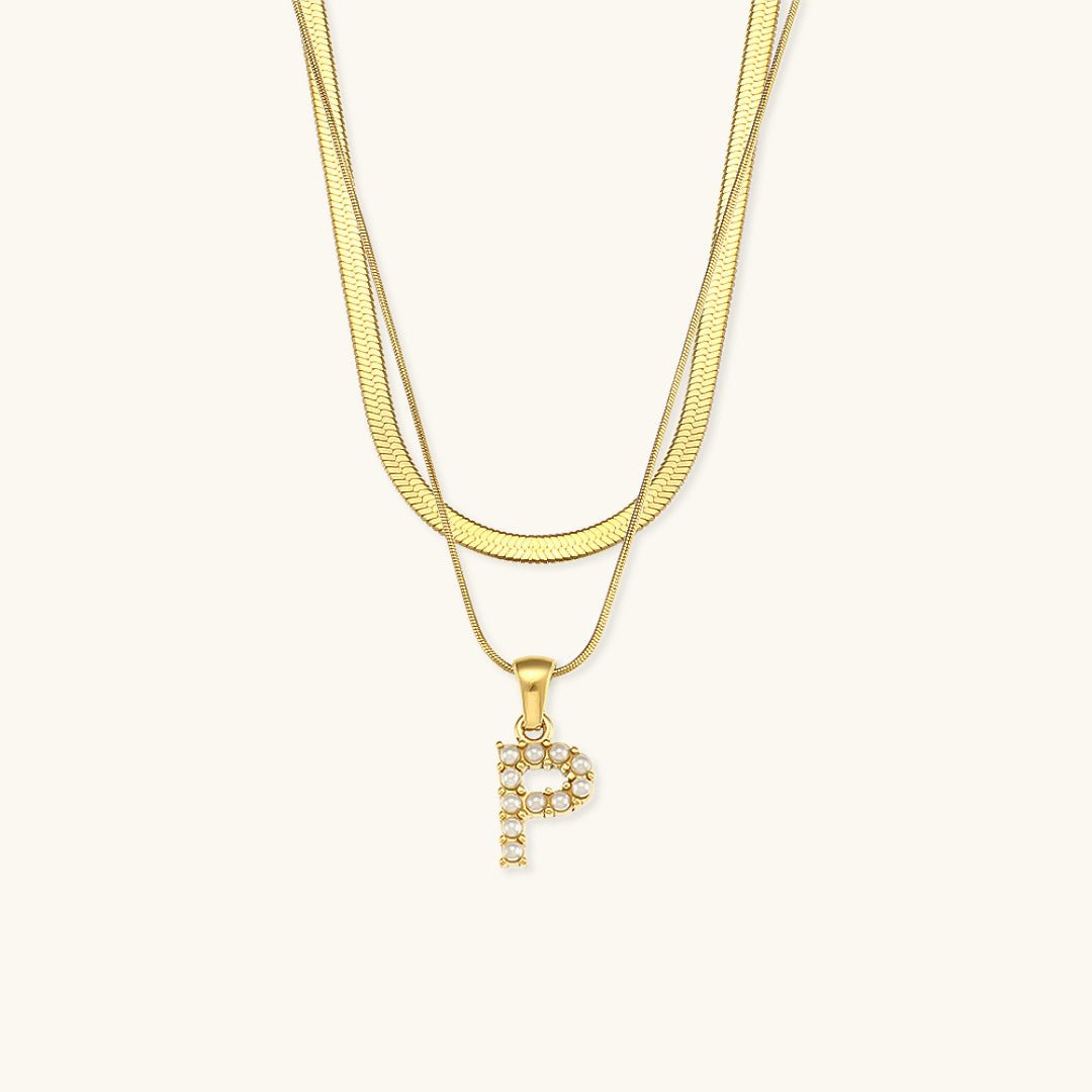 Gold Necklace with Overlapping Initial Letter Fiona