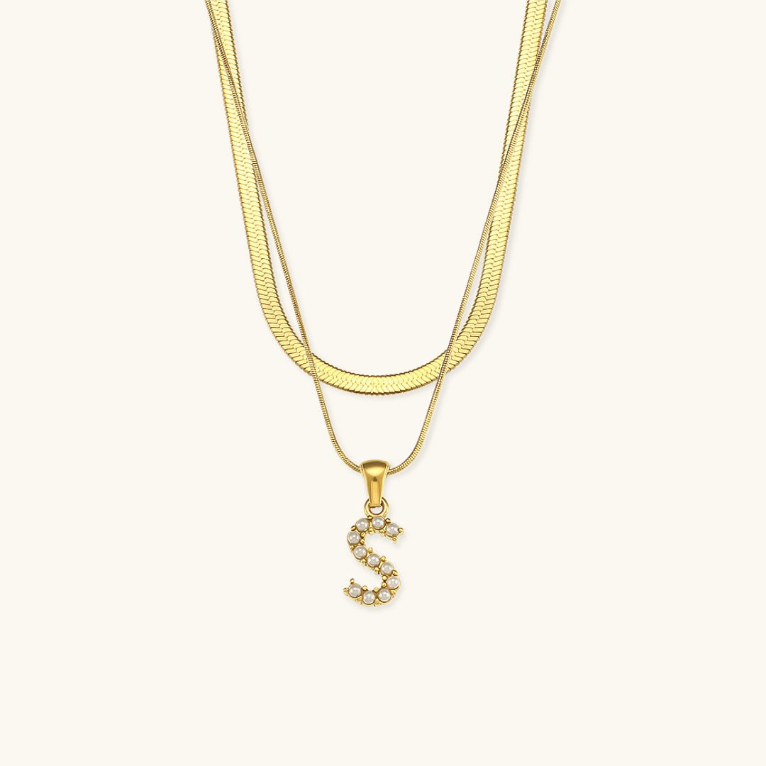 Gold Necklace with Overlapping Initial Letter Fiona