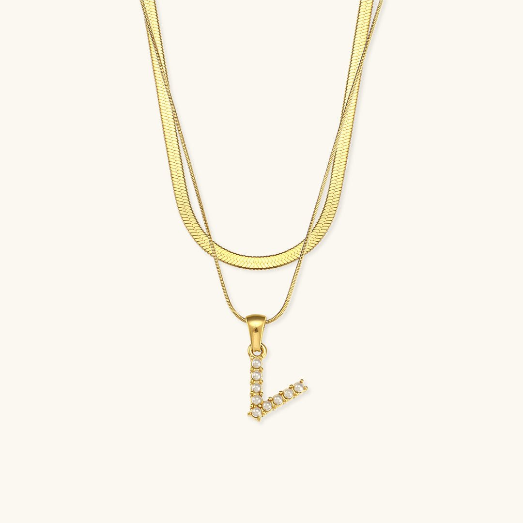 Gold Necklace with Overlapping Initial Letter Fiona