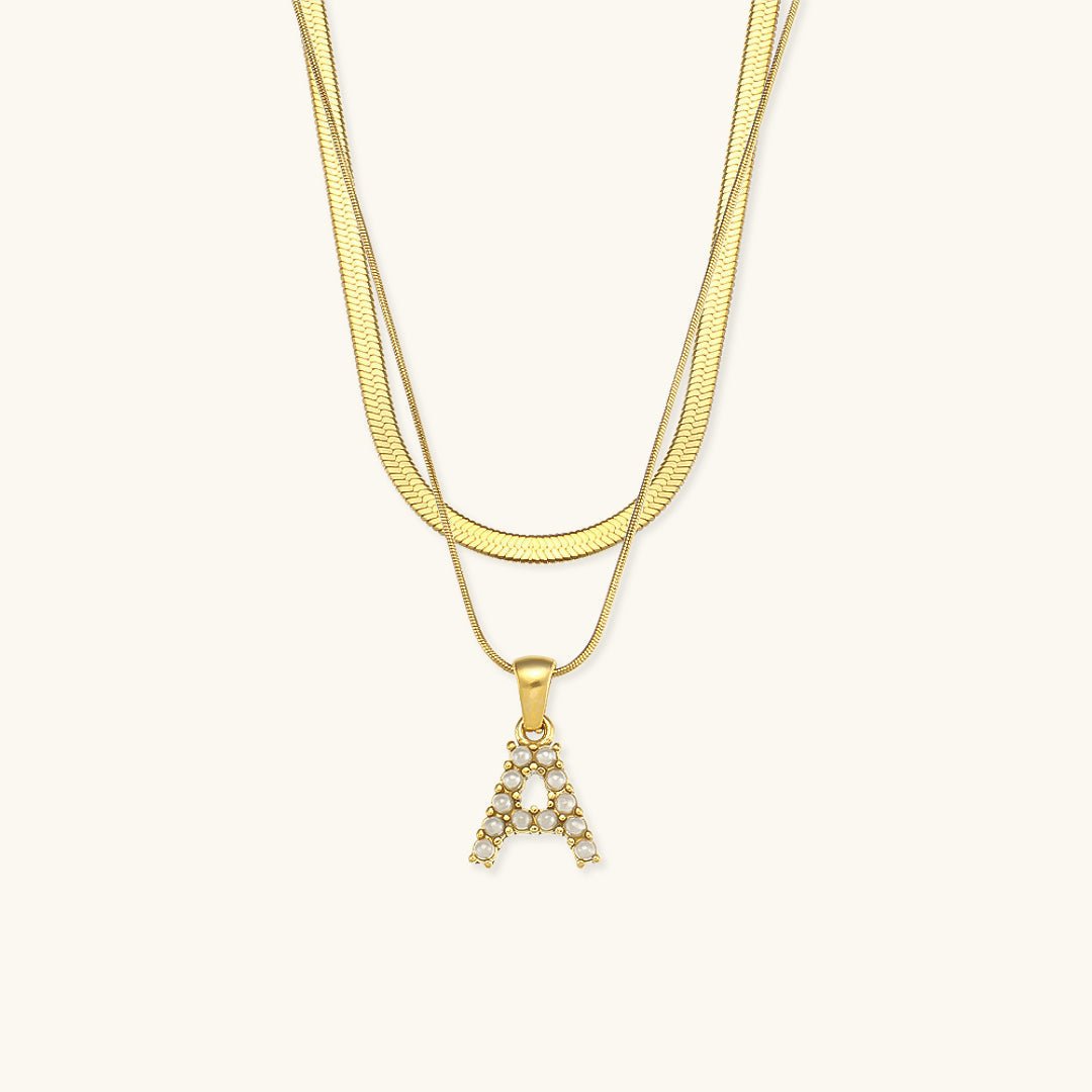 Gold Necklace with Overlapping Initial Letter Fiona