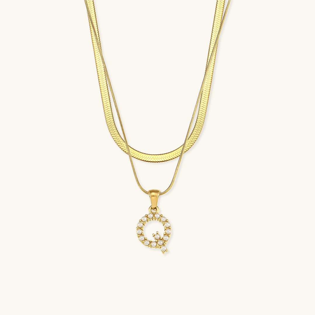 Gold Necklace with Overlapping Initial Letter Fiona