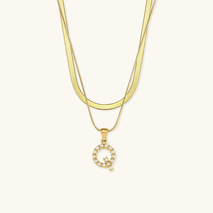 Gold Necklace with Overlapping Initial Letter Fiona