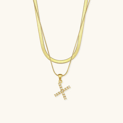 Gold Necklace with Overlapping Initial Letter Fiona