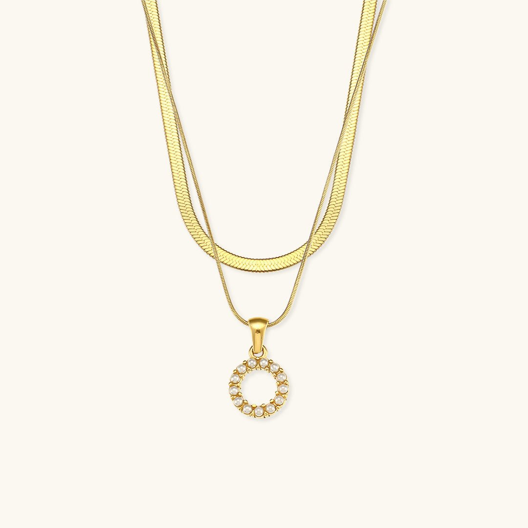 Gold Necklace with Overlapping Initial Letter Fiona