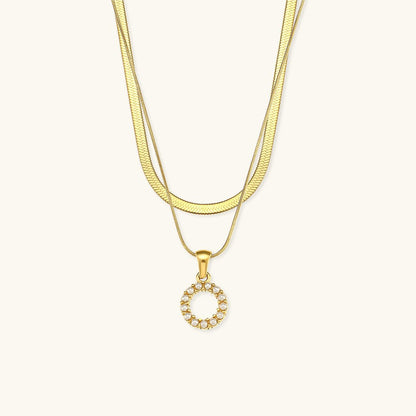Gold Necklace with Overlapping Initial Letter Fiona