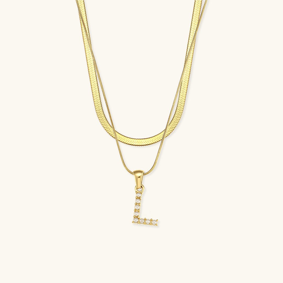 Gold Necklace with Overlapping Initial Letter Fiona