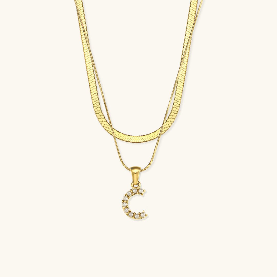 Gold Necklace with Overlapping Initial Letter Fiona