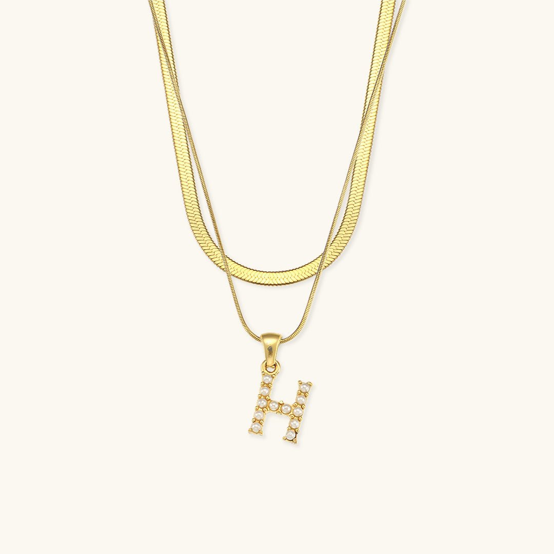 Gold Necklace with Overlapping Initial Letter Fiona