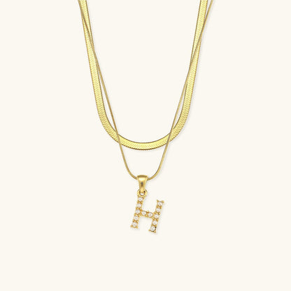 Gold Necklace with Overlapping Initial Letter Fiona