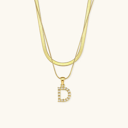 Gold Necklace with Overlapping Initial Letter Fiona