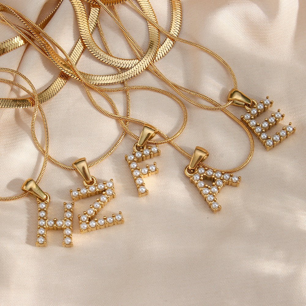 Gold Necklace with Overlapping Initial Letter Fiona