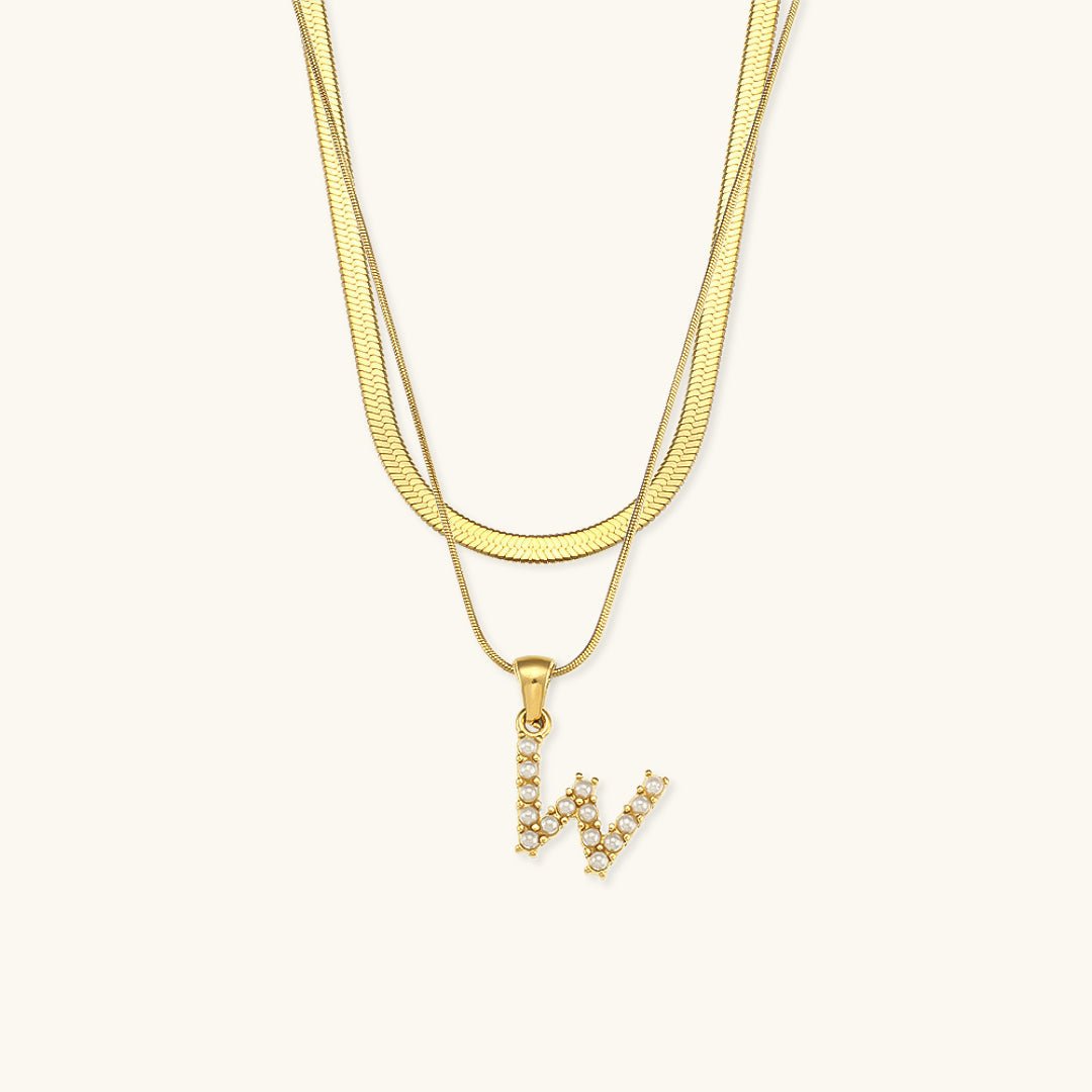 Gold Necklace with Overlapping Initial Letter Fiona