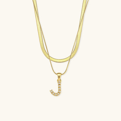Gold Necklace with Overlapping Initial Letter Fiona