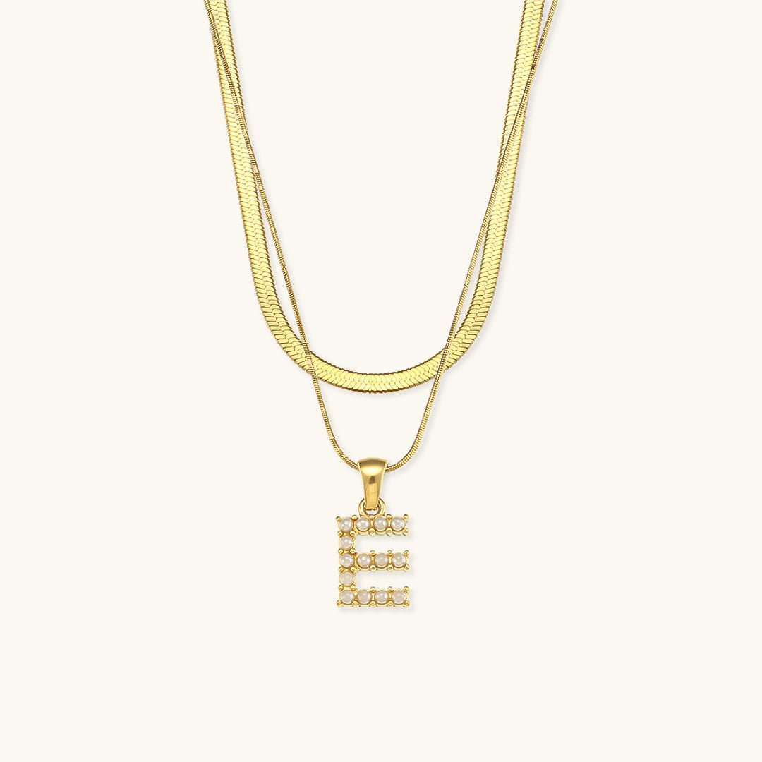 Gold Necklace with Overlapping Initial Letter Fiona