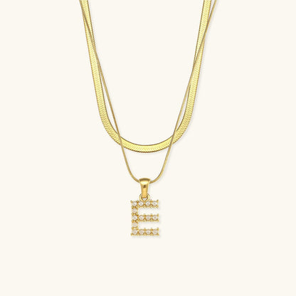 Gold Necklace with Overlapping Initial Letter Fiona
