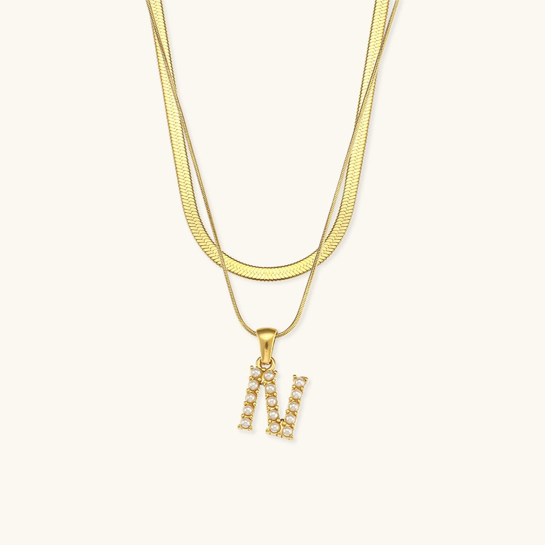 Gold Necklace with Overlapping Initial Letter Fiona