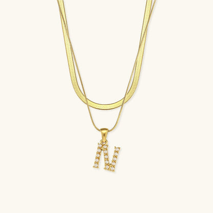 Gold Necklace with Overlapping Initial Letter Fiona