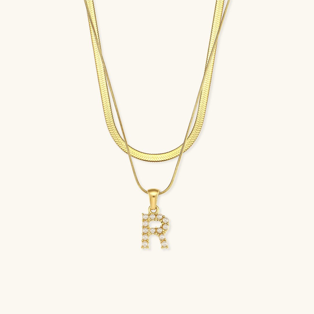 Gold Necklace with Overlapping Initial Letter Fiona