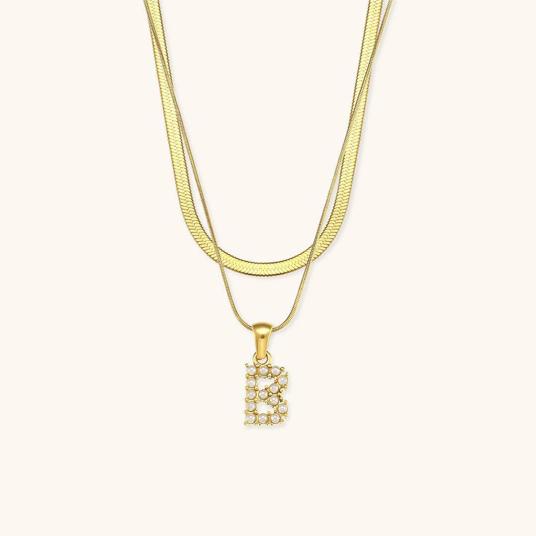 Gold Necklace with Overlapping Initial Letter Fiona