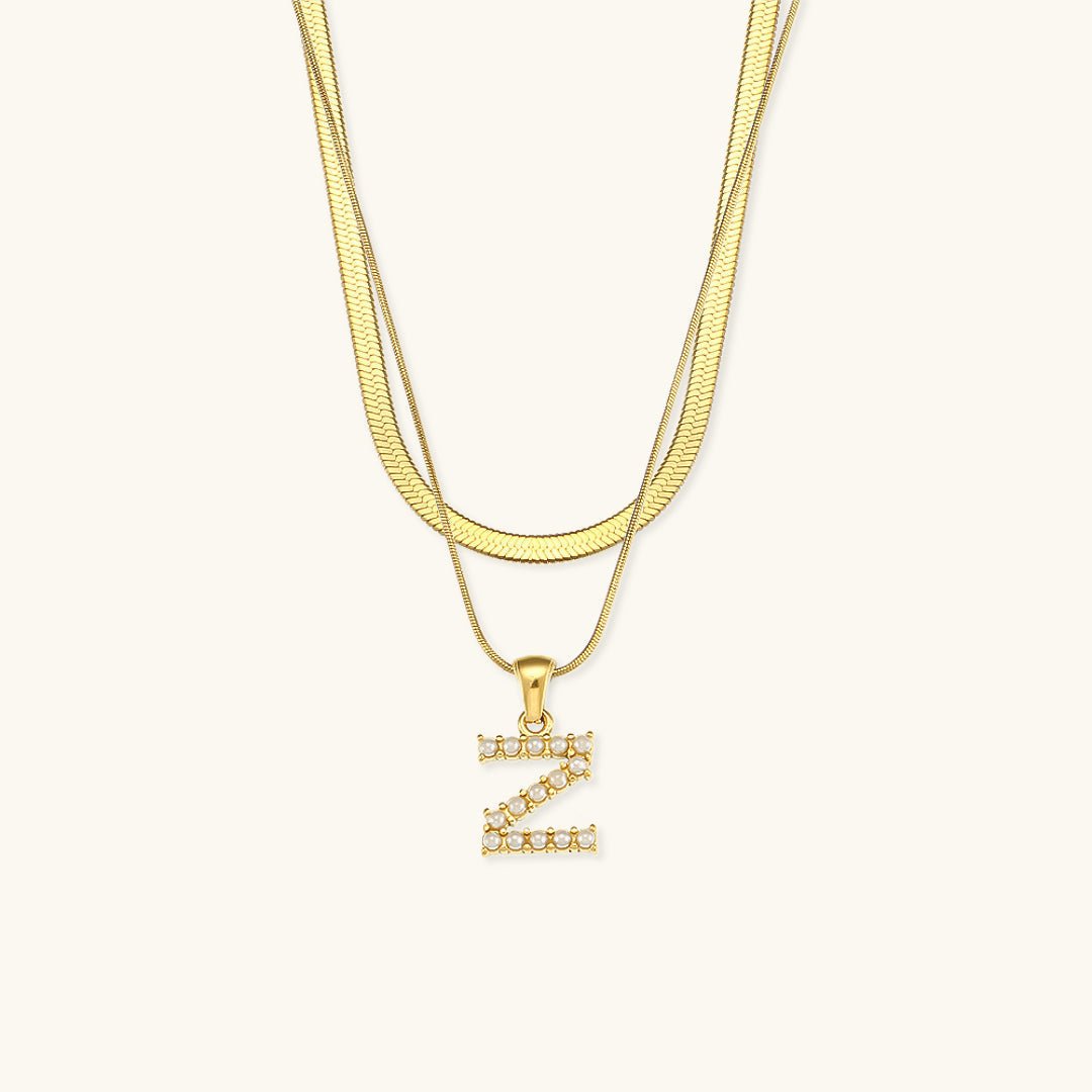 Gold Necklace with Overlapping Initial Letter Fiona