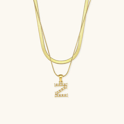 Gold Necklace with Overlapping Initial Letter Fiona
