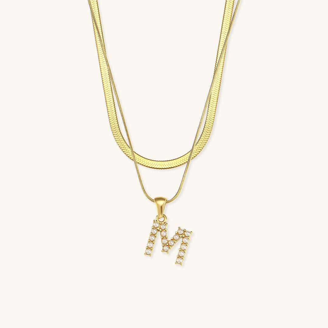 Gold Necklace with Overlapping Initial Letter Fiona