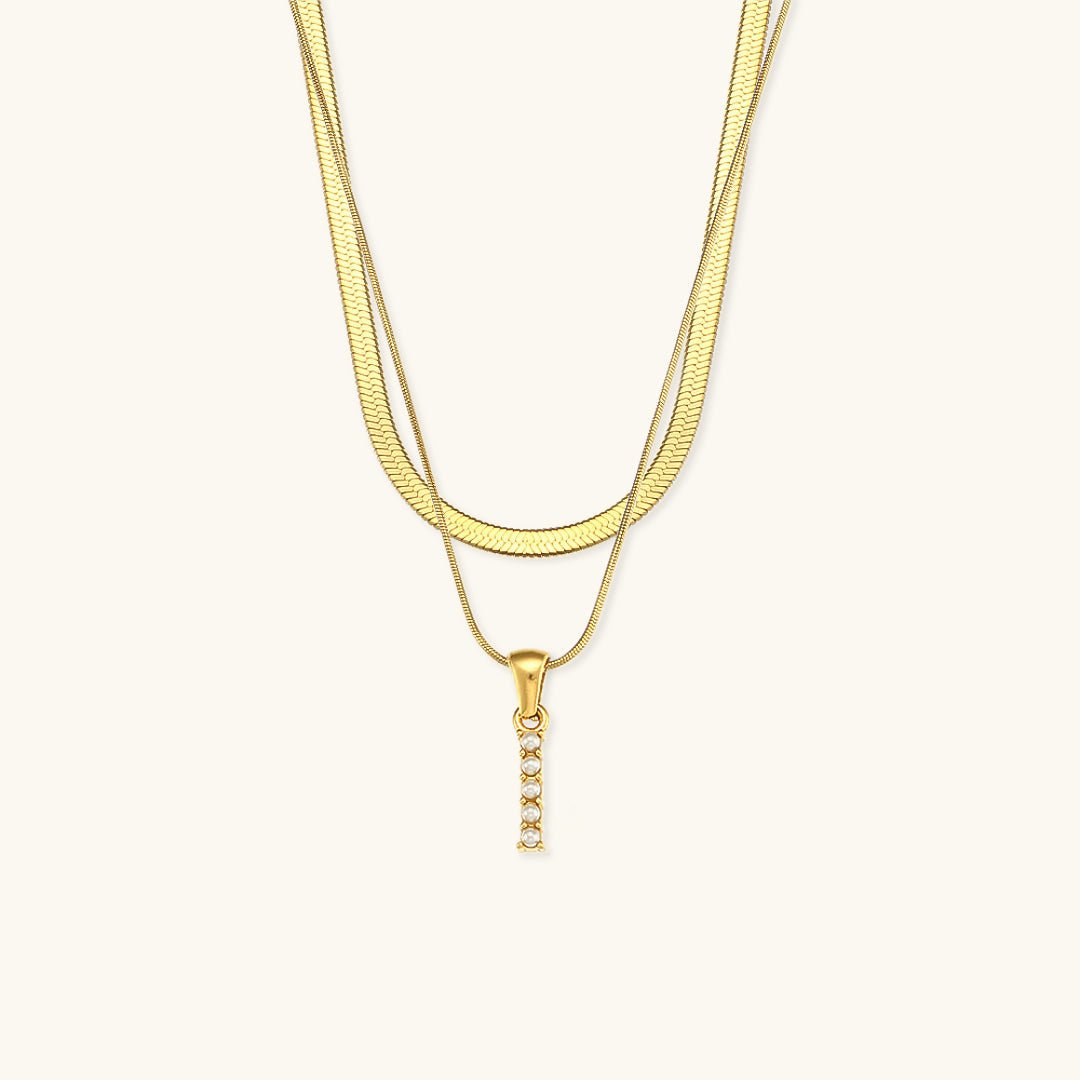 Gold Necklace with Overlapping Initial Letter Fiona