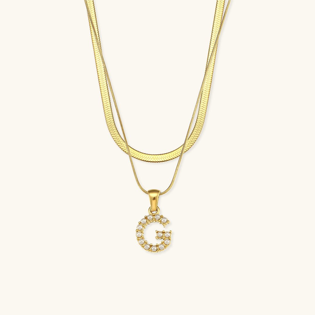 Gold Necklace with Overlapping Initial Letter Fiona