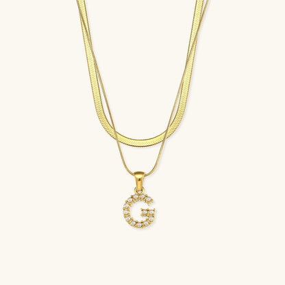 Gold Necklace with Overlapping Initial Letter Fiona