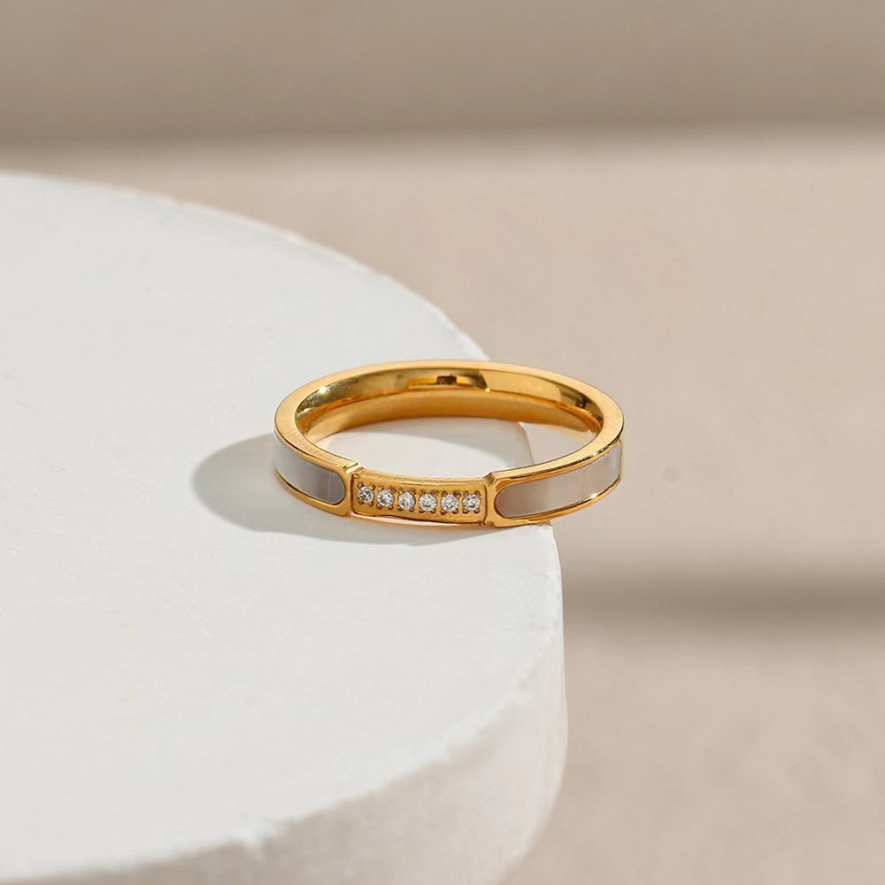 Gabrielle Gold Ring with Diamond Simulant