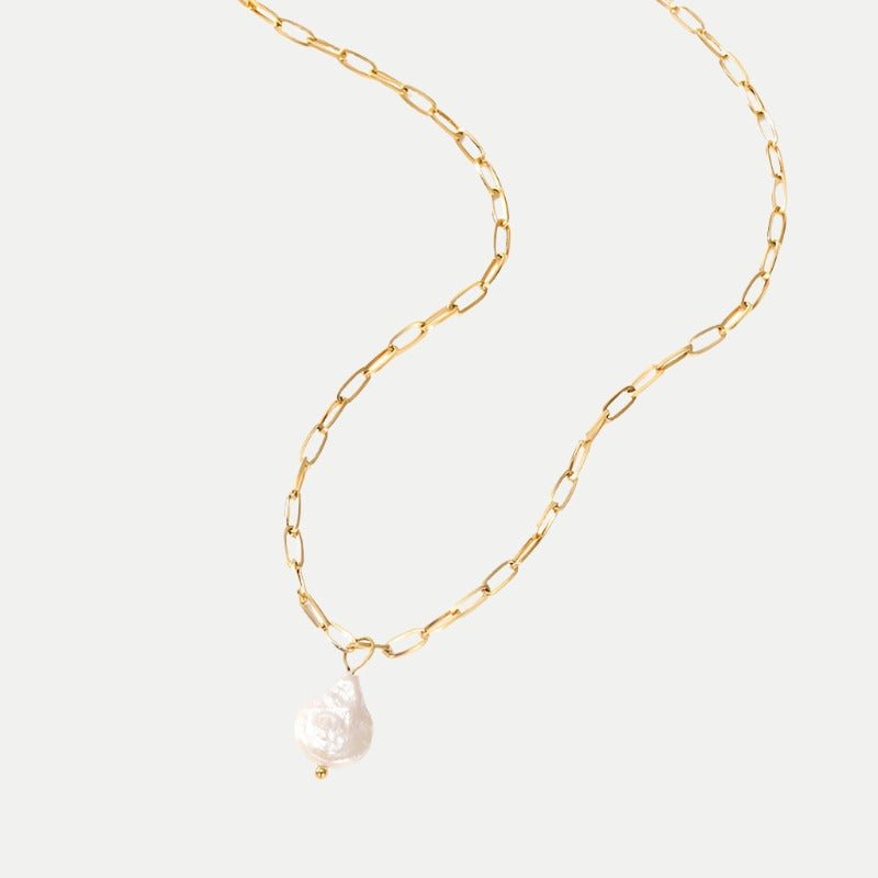 Trombone Chain Necklace with Hanalei Pearl Pendant