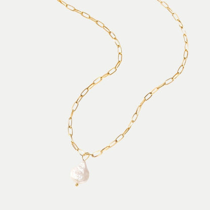 Trombone Chain Necklace with Hanalei Pearl Pendant