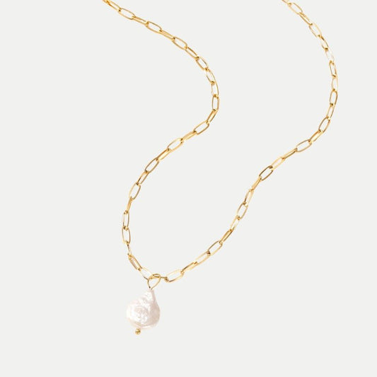 Trombone Chain Necklace with Hanalei Pearl Pendant