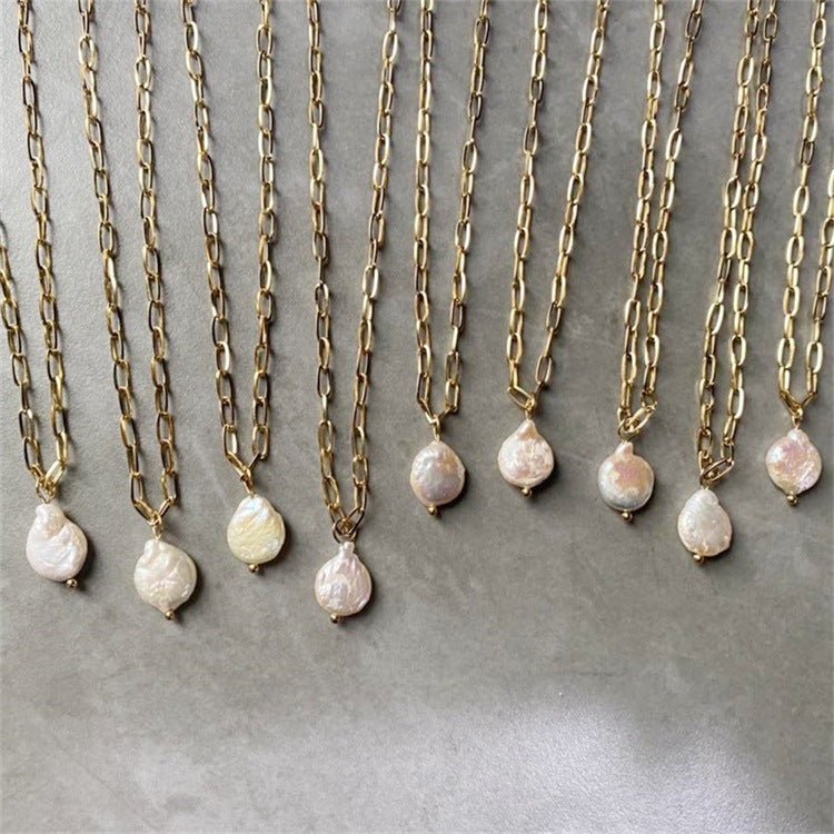 Trombone Chain Necklace with Hanalei Pearl Pendant
