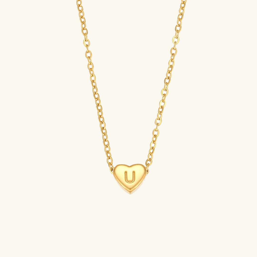 Gold Necklace with Heart-Shaped Initial
