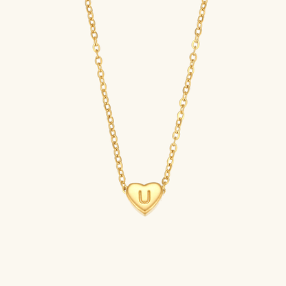 Gold Necklace with Heart-Shaped Initial