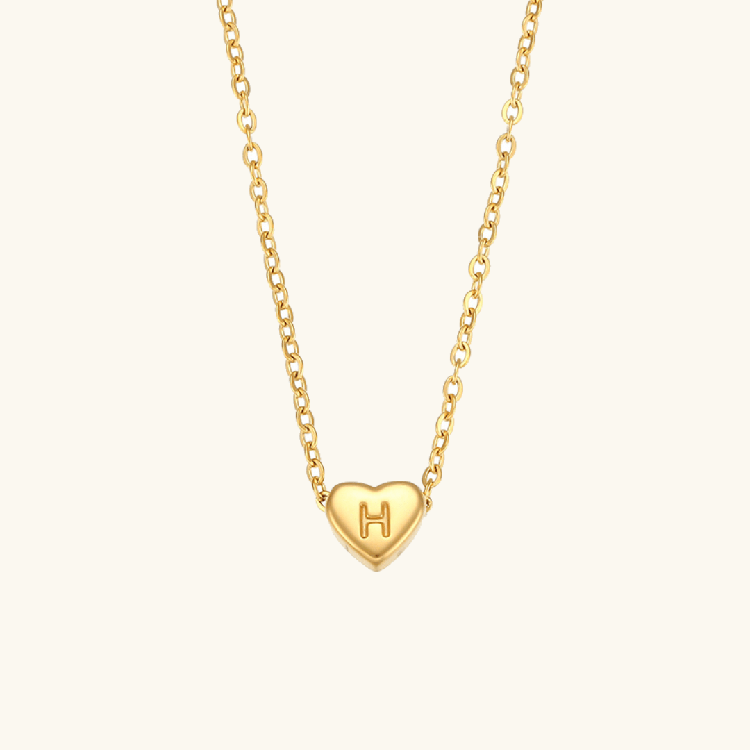 Gold Necklace with Heart-Shaped Initial