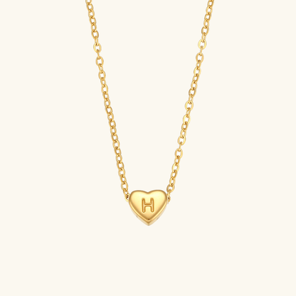 Gold Necklace with Heart-Shaped Initial