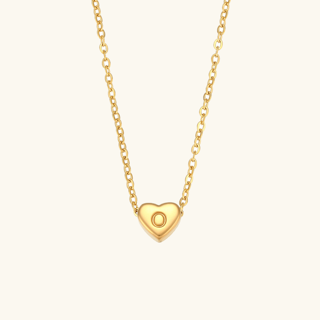 Gold Necklace with Heart-Shaped Initial
