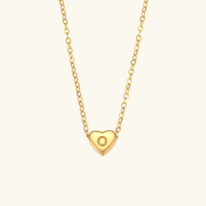 Gold Necklace with Heart-Shaped Initial
