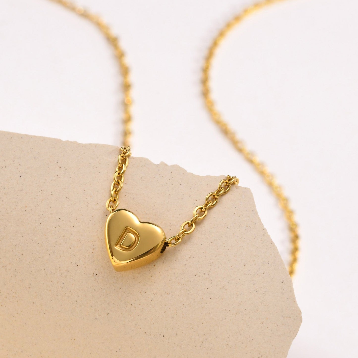 Gold Necklace with Heart-Shaped Initial