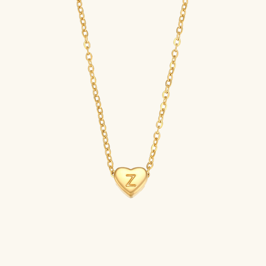 Gold Necklace with Heart-Shaped Initial