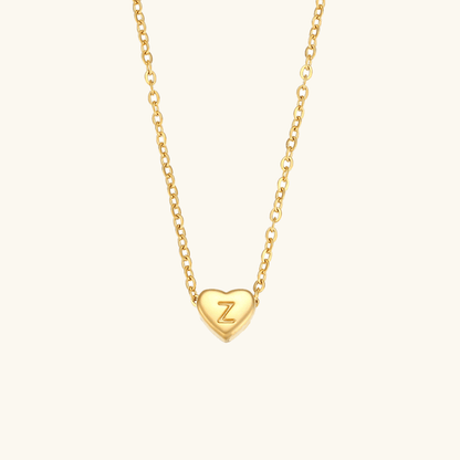 Gold Necklace with Heart-Shaped Initial