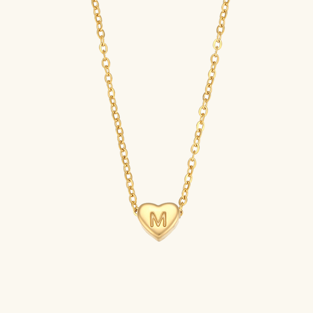 Gold Necklace with Heart-Shaped Initial