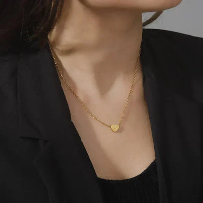 Gold Necklace with Heart-Shaped Initial